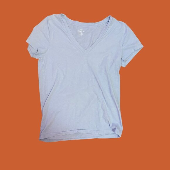 💙 J.Crew Slub Cotton V-Neck Tee in Light Blue (Size M) - Picture 2 of 6